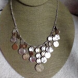 Two tone silver gold coin necklace